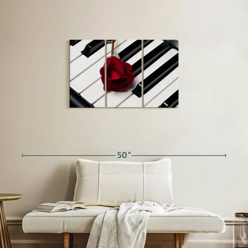 Harnek, touches de piano et rose, H 20 po x l 33 po