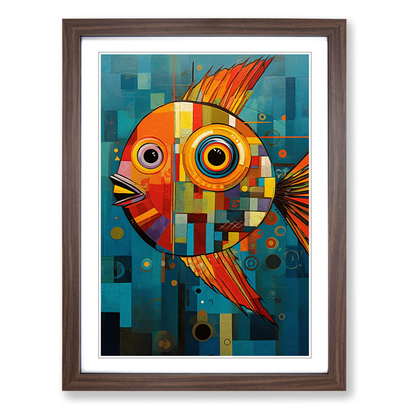 Fish Constructivism Art - Framed Print, Walnut Framed, 64cm H x 46cm W
