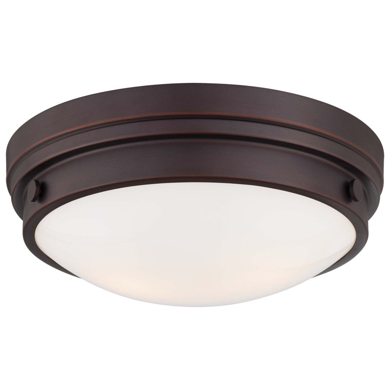 Plafonnier encastré simple 13,25 po à 2 lumières Jarreau, Bronze du Lathan