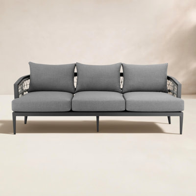 Evalyn 34.5'' Wide Rectangle Aluminum Patio Sofa with Cushions