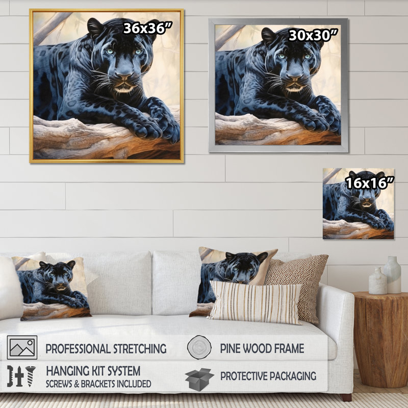 Panther's Gaze III - imprimé, Cadre simple noir, H 24 po x l 24 po x P 1 po