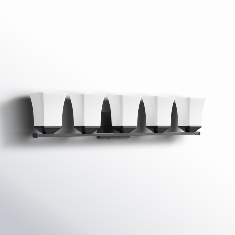 Meuble-lavabo 5 lumières Rohrersville, Noir mat