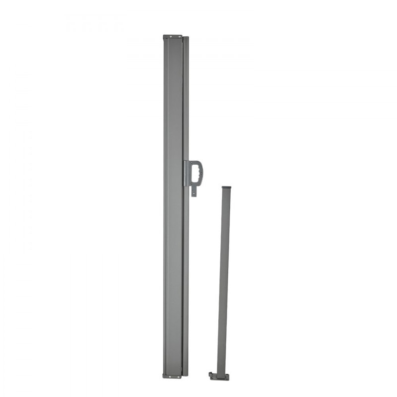 Retractable Side Awning, Outdoor Privacy Screen, 180g Polyester, 11.5" H x 5.9" W x 0.1" D, Gray