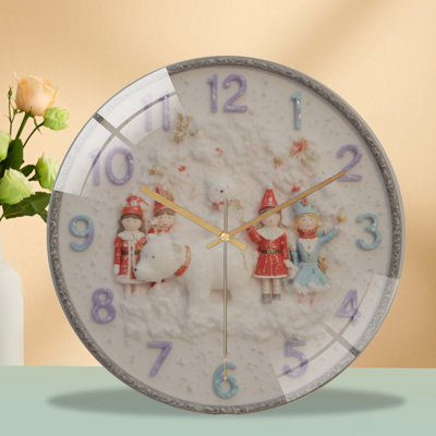 Clock-Numbers-With-Winter-Scene Art - 12‘’ Modern Glass Wall Clock