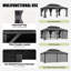 Pavillon de jardin à toit rigide avec double toit, poteaux en aluminium de 120 mm et gouttière intégrée, noir et gris-126133128