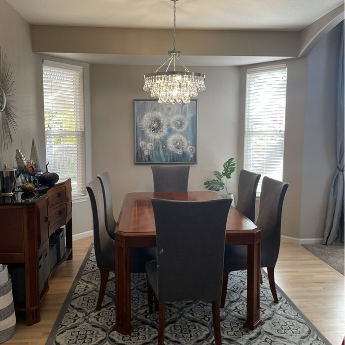 Lustre unique à 9 lumières avec accents de cristal Englehart, Argent