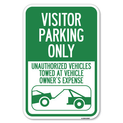 Parking Restriction Sign Visitor Parking Only, Unauthorized Vehicles Towed At Owner Expense With Graphic/23367