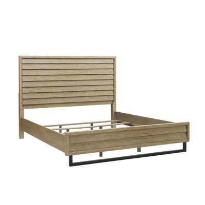 Catalina Solid Wood Panel Bed with Horizontal Wood Slats -  Scott Living, P307DJ-BR-K1