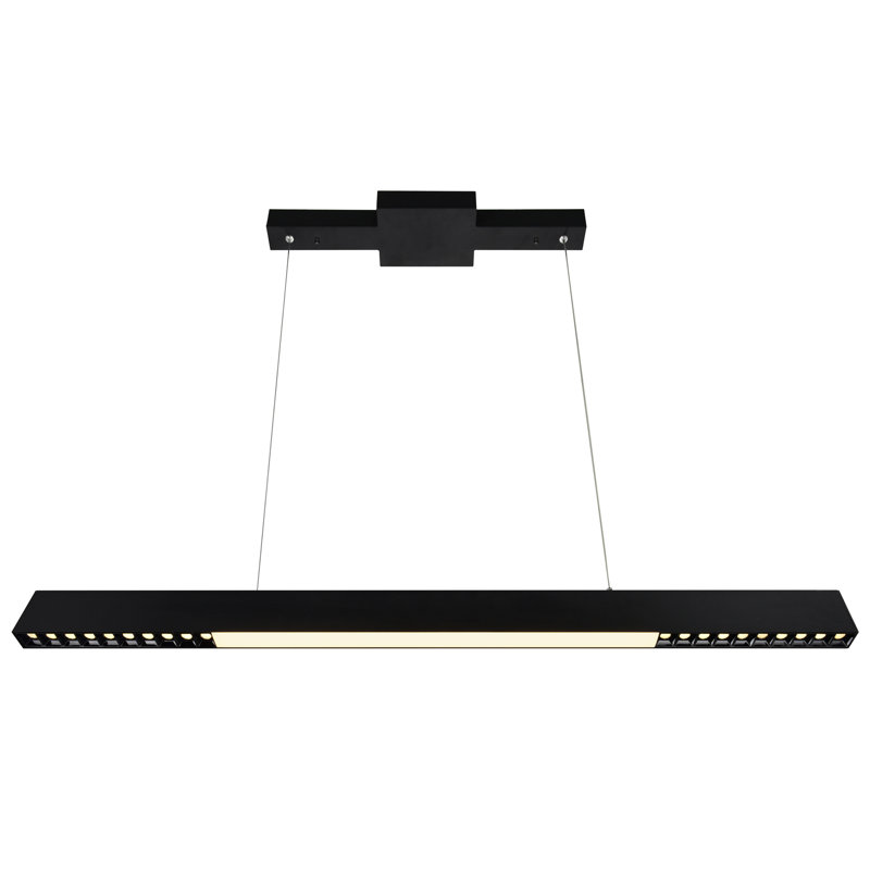 45-inch Integrated LED Black Chandelier Ceiling Light Fixture, Dimmable Modern Chandelier for Bedroom, Kitchen, Hallway, or Living Room