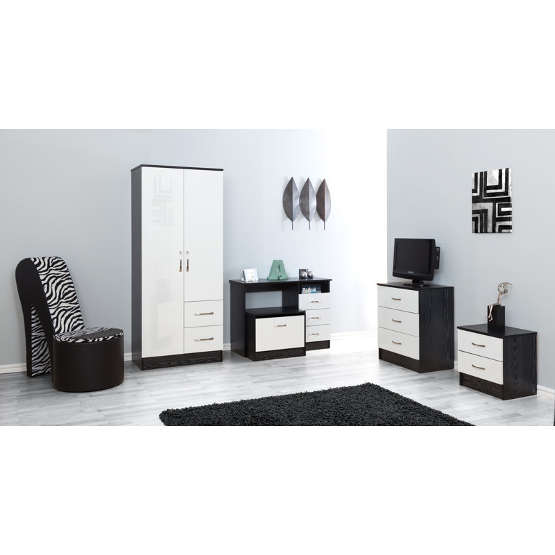 Solid + Manufactured Wood Accent Stool, Black / White