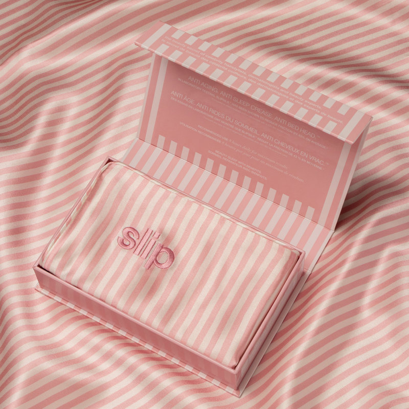  Slip Pure Silk Queen Pillowcase, Pink Striped