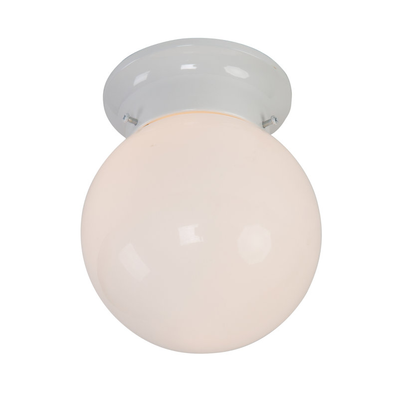 White Glass Globe Flush Mount Light Fixture