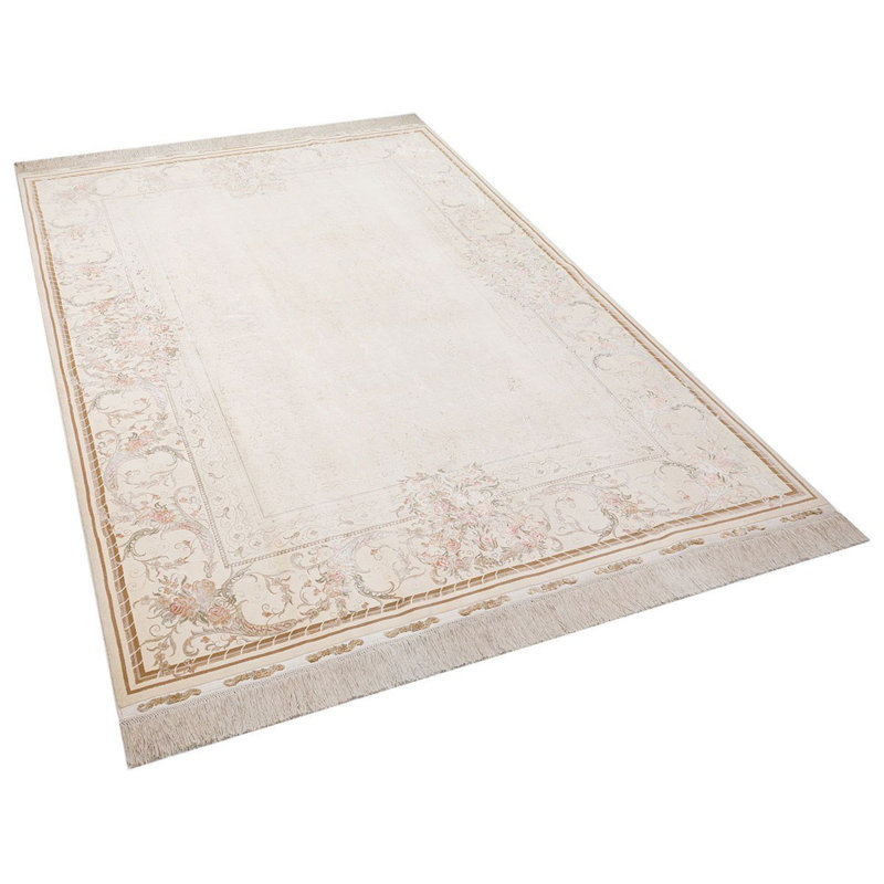Tapis oriental turc rose en laine noué à la main