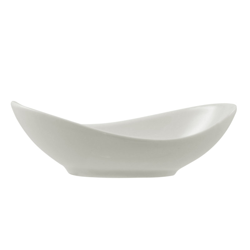White Porcelain Oval Microwave Safe Snack Bowl Set