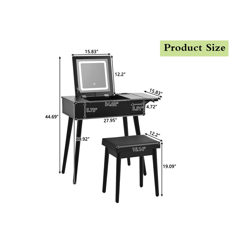 Vanity Table With Lighted Mirror