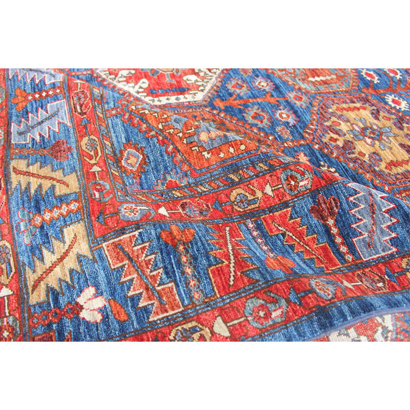 Tapis bleu / rouge de haute qualité noué à la main