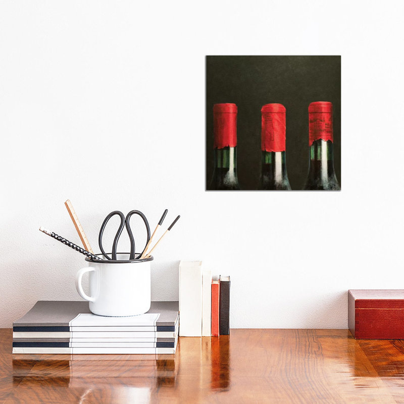 Three Wines by Lincoln Seligman - Wrapped Canvas Print, 30.48 cm H x 30.48 cm W