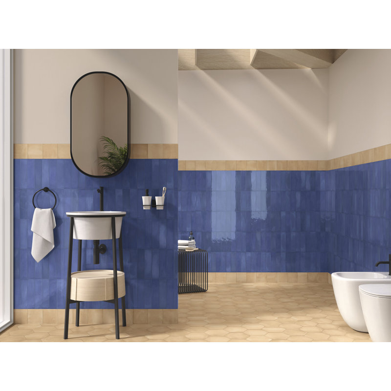 Carrelage mural en porcelaine aspect brique 3 "x 10" San Miyos, Bleu