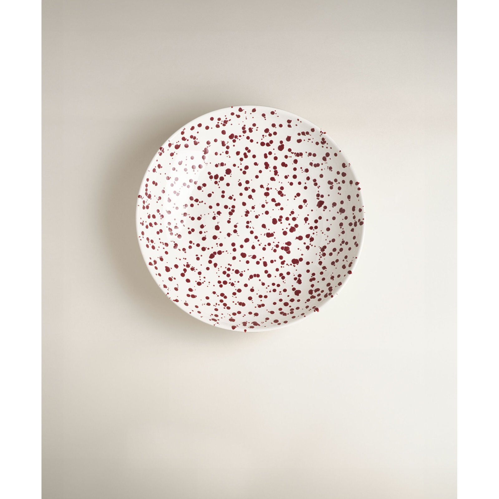 Splatter Low Serving Bowl, Red