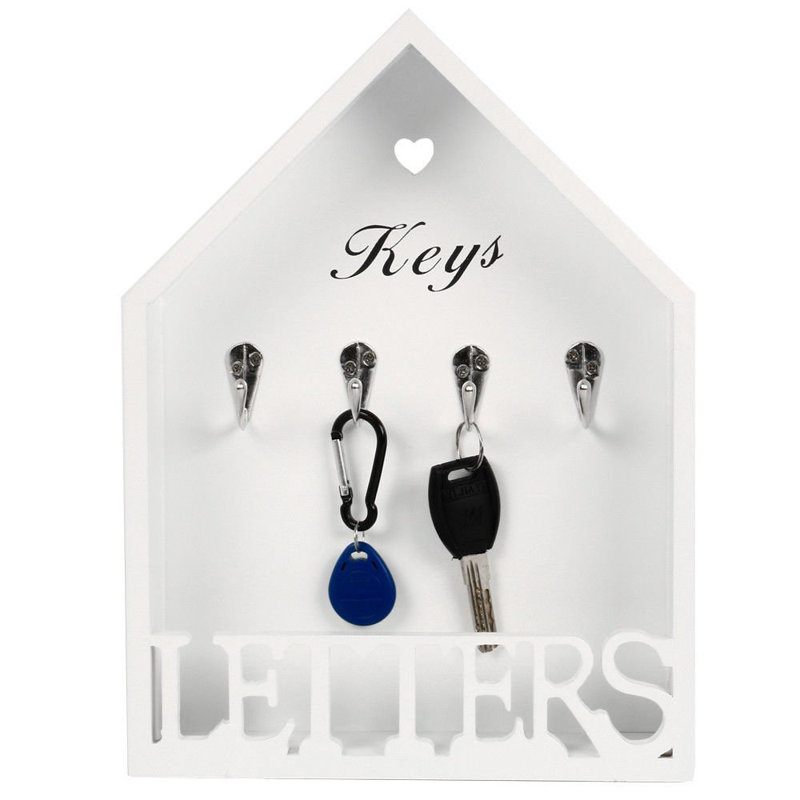 Solid + Manufactured Wood Wall Organizer with Key Hooks