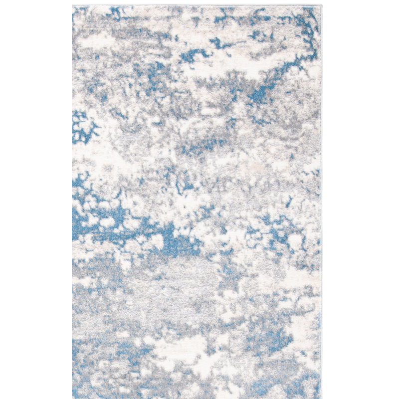 Adame Abstract Gray/Blue Area Rug, Runner 2'2" x 8'