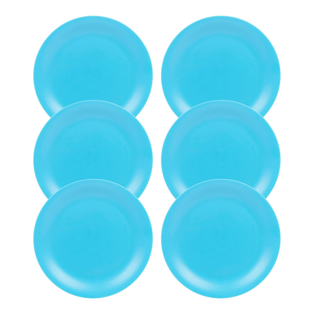 Teal  6 Pcs Unbreakable Reusable Coloured Plastic Dinner Plates Kids Party Tableware