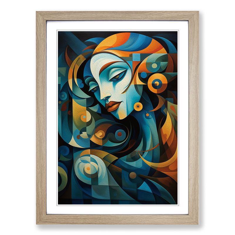 Single Picture Frame Wall Art, 64cm H x 46cm W, Oak Framed