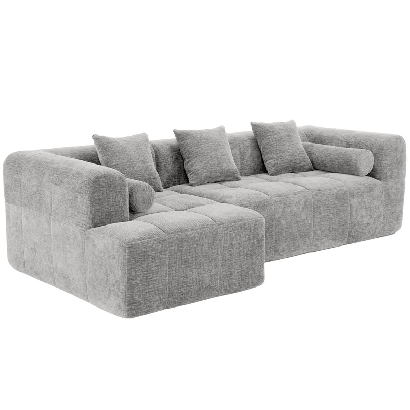 101.2"  Sectional Sofa Full-Compressed Sofa Modular Sofa Couch Free-Combined Sofa With Deep Seating And Two Side Pockets For Living Room