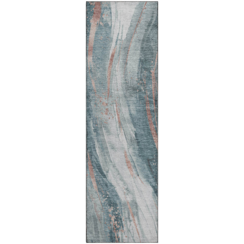 Premium Machine Washable Slesnick AMF1676 Swirls Rug, Runner 2'3" x 7'6"