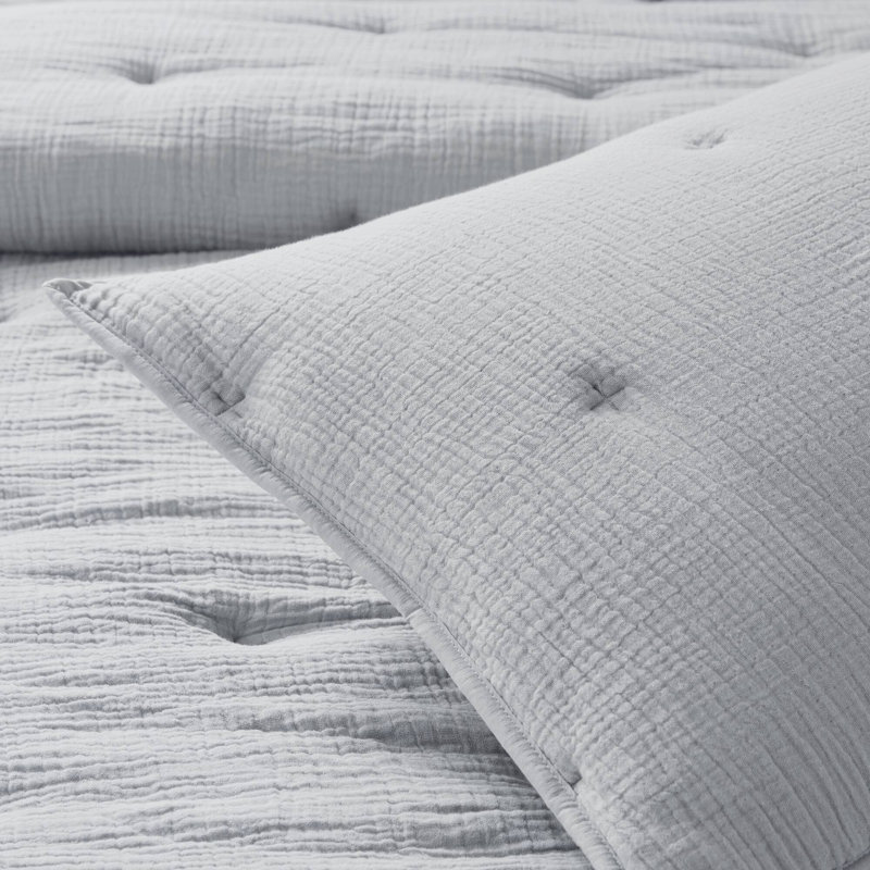 Premium King Cotton Bedding Sets, Blue Embroidered Quilt, All Season