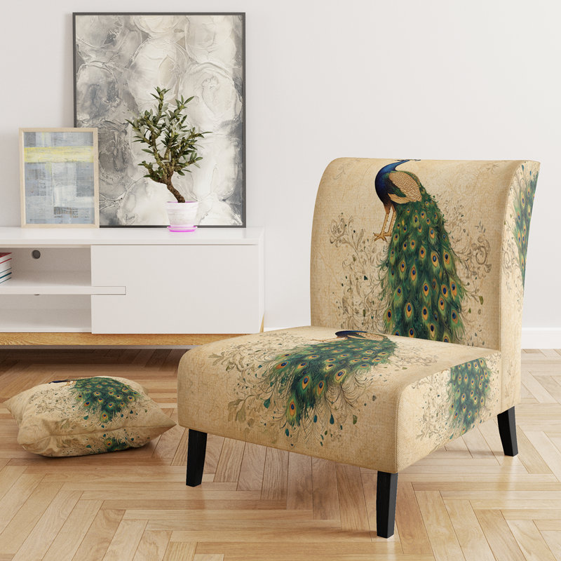 Chaise rembourrée Peacock - Fauteuil de chambre Aristocratic Peacock Portrait, Slipper Armless