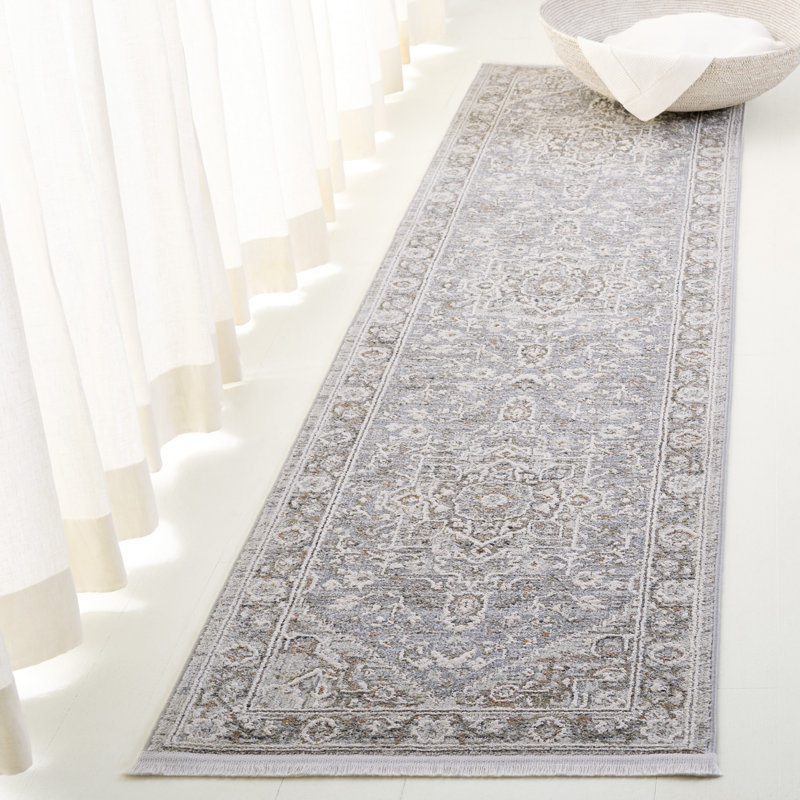 Tapis oriental en polyester 1272 Clover, Tapis de couloir 2 pi x 8 pi, Gray
