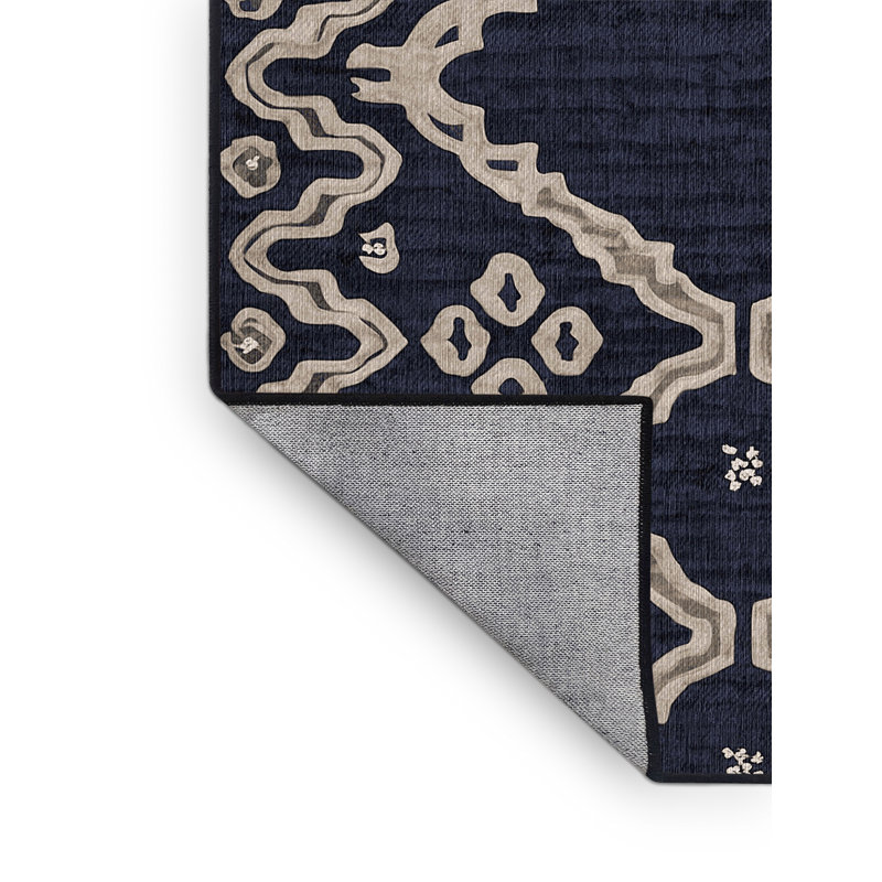 Machine Washable Gray Area Rug, Round 3'