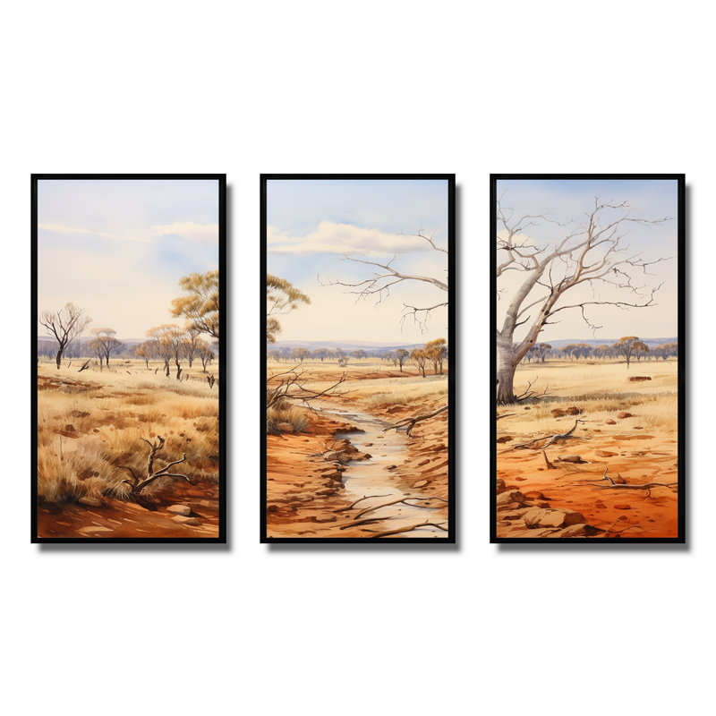 Paysage australien australien I - Australie, art mural, H 28 po x l 36 po x P 1 po, Cadre flottant noir