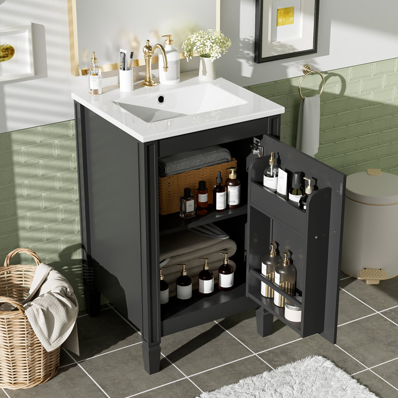 Meuble-lavabo simple de 20 po avec lavabo en céramique pour petites chambres