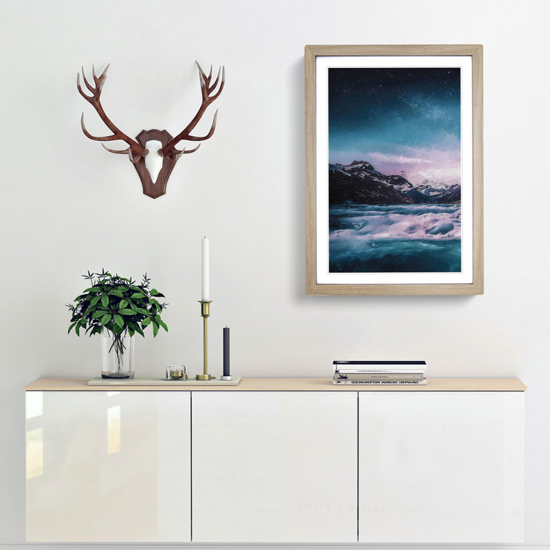 Mountain River in Italy in Abstract - Picture Frame Graphic Art Print, Oak Framed, 87cm H x 62cm W x 2cm D