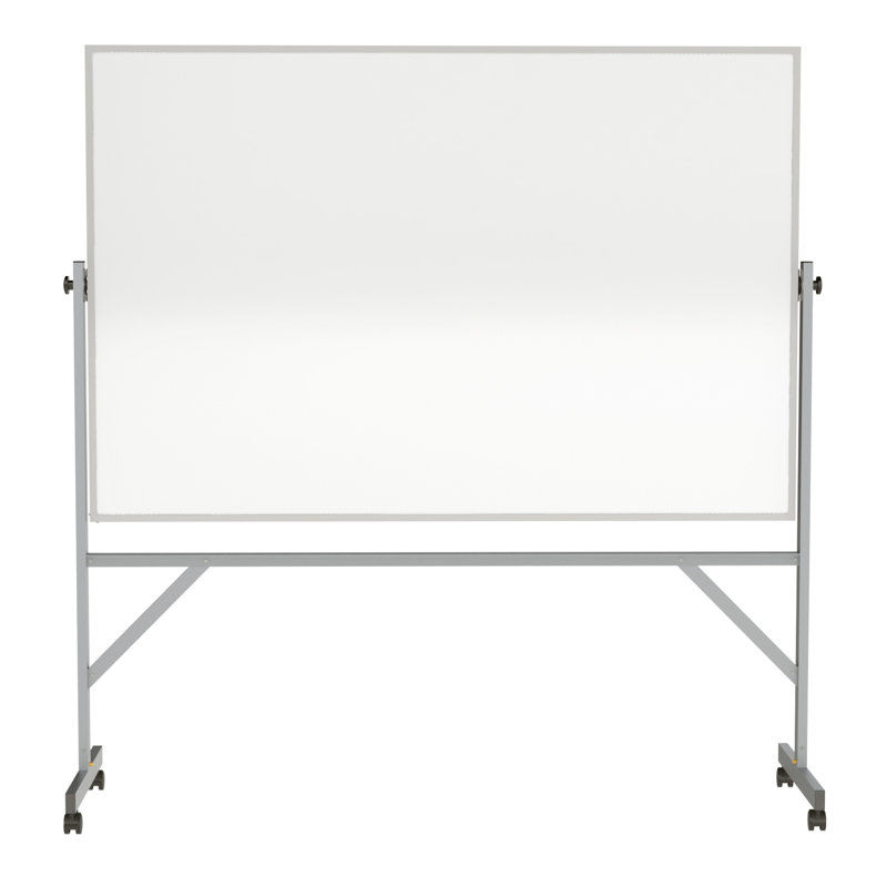72" x 48" White Aluminum Frame Reversible Mobile Whiteboard