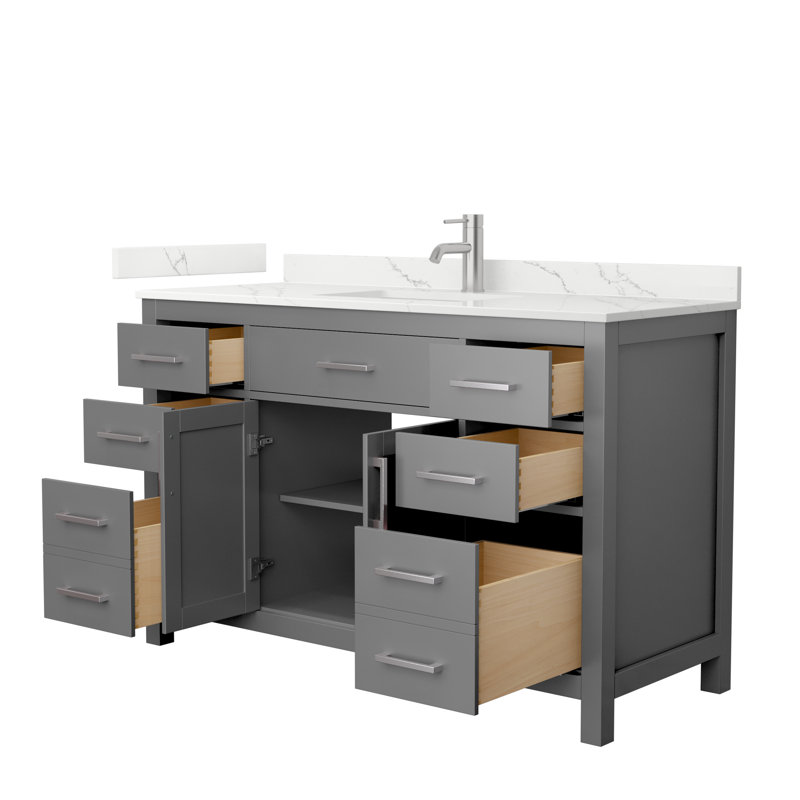Beckett 54" Freestanding Single Bathroom Vanity with Quartz Top, Brushed Nickel, Dark Gray, Giotto Quartz
