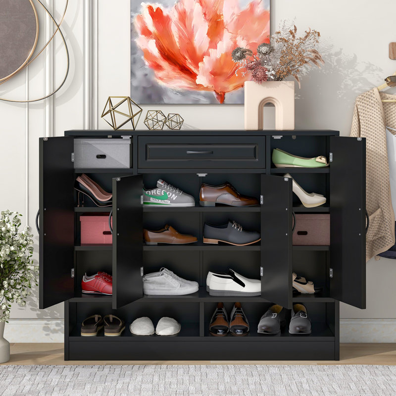 Armoire de rangement pour chaussures 18 paires Alizai, Noir