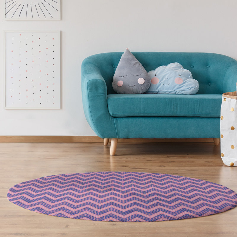 Chenille Chevron Indoor Rug, Round 5'