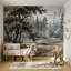 Papier peint paysage boisé, aquarelle, illustration de forêt amovible, décoration murale-1645237005-1645237004