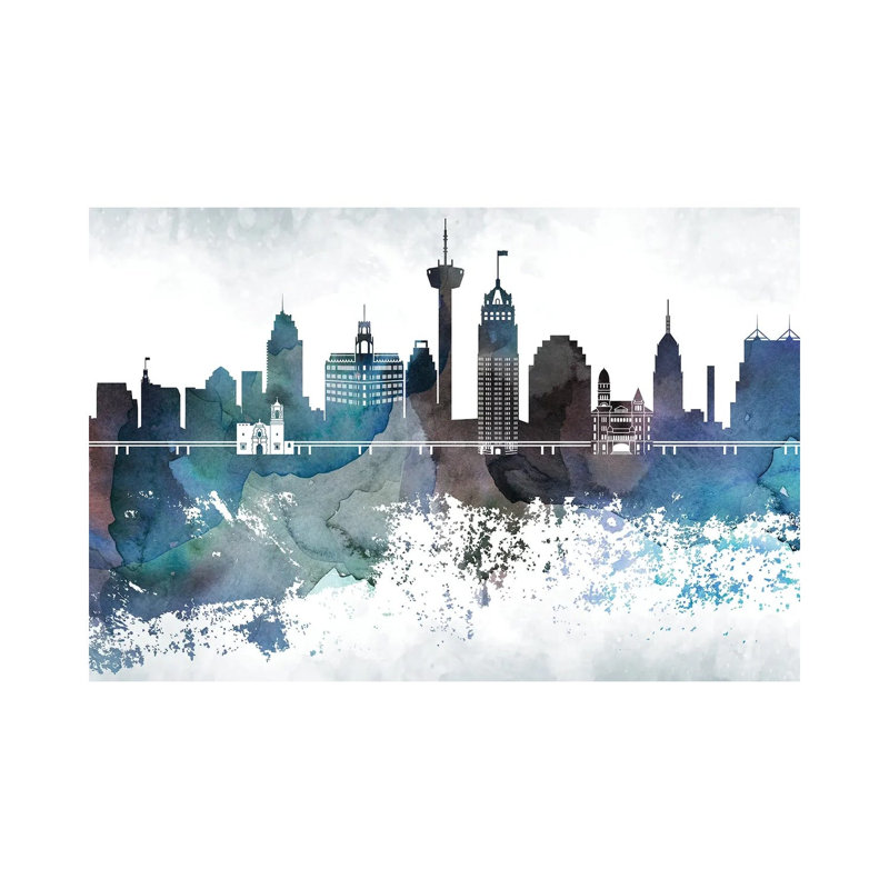 San Antonio Bluish Skylines - Wrapped Canvas Print, 66.04 cm H x 45.72 cm W