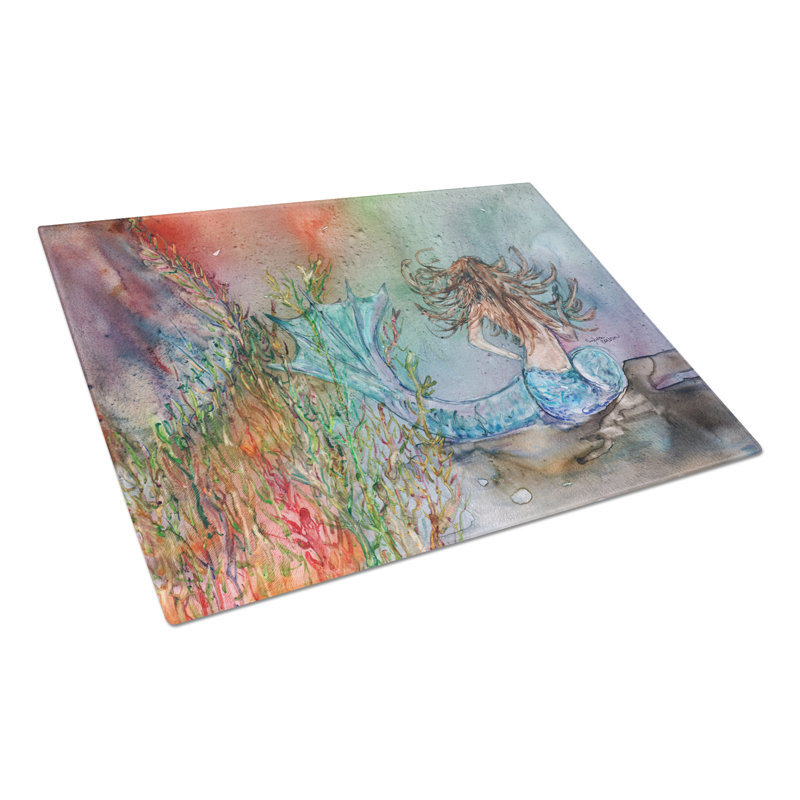 Planche à découper fantaisie en verre trempé de sirène caroline Brunette