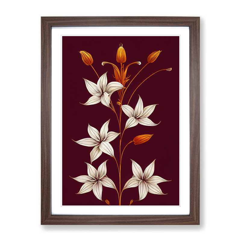 Flawless Flowers - Single Picture Frame Print, Walnut, 64cm H x 46cm W x 2cm D