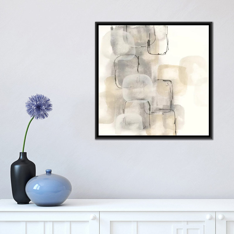 « neutral stacking ii », impression sur toile tendue, Toile avec cadre flottant noir, L 18 po x H 18 po x P 1,5 po