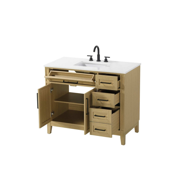 Meuble-lavabo simple de 42 po brun miel, Brun miel