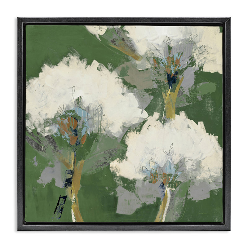 «Abstract Flower Buds» par Liz Jardine, Cadre flottant noir de jais, H 18 po x l 18 po
