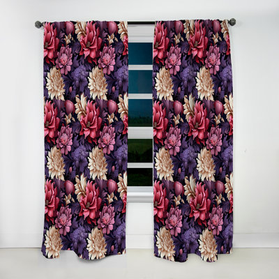 Harmonie damassée rose et mauve bohémienne - Rideau damas - Rideau obscurcissant - 1 panneaux