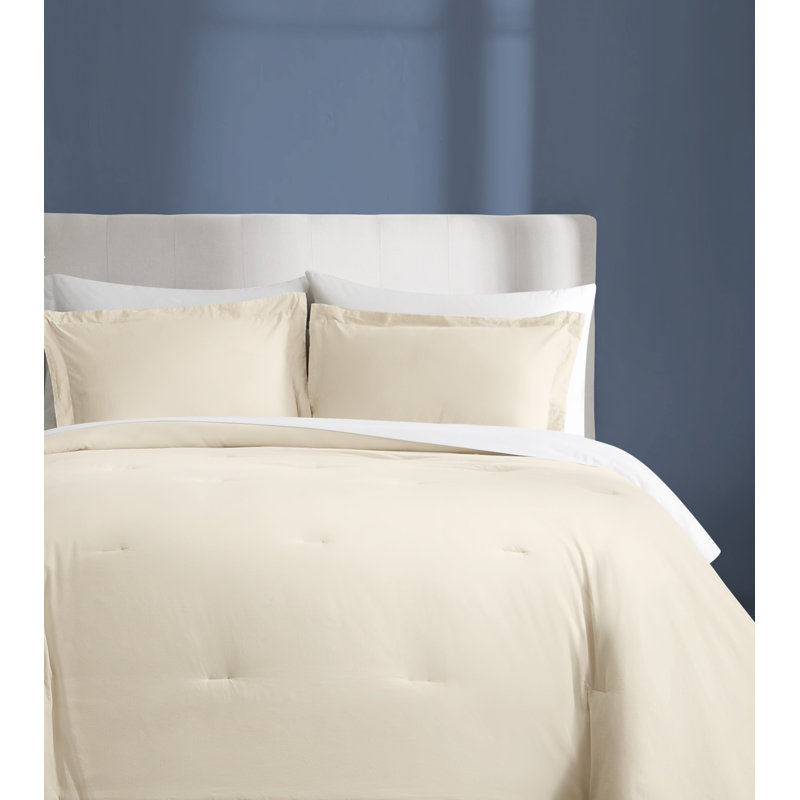 Brooklyn Loom Essential Cotton Comforter Set, King Comforter  + 2 Shams, Natural