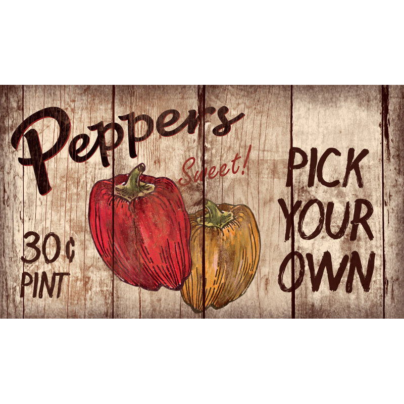 Peppers - Textual Art Print, 20 cm H x 30 cm W, Black Floater Framed